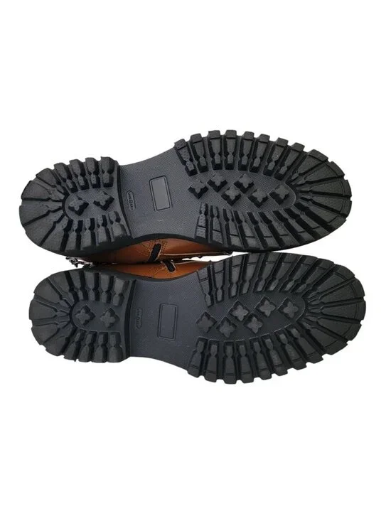 JOHN GALLIANO Curb Link Brown Leather Combat Boots w/ Side Zipper Sz 43 - Picture 6 of 9